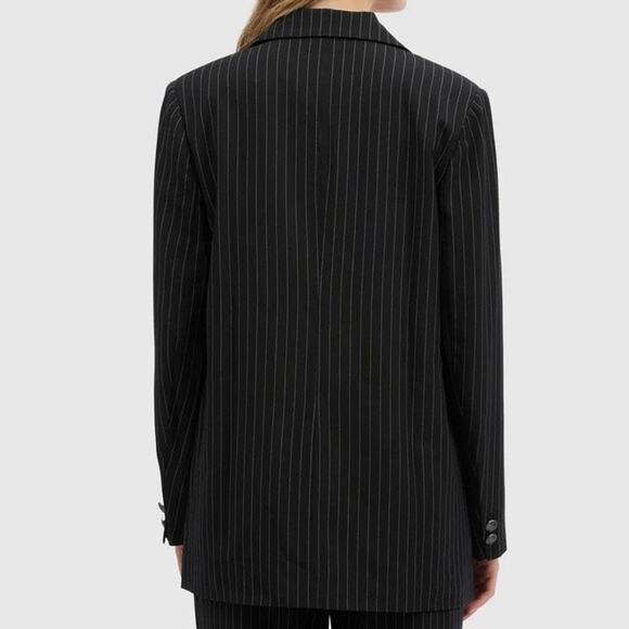 NVLT Black White Stripe NWT Notch Lapel Collar Button Boyfriend Blazer Small - Picture 12 of 13